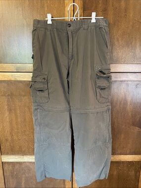 BC Clothing Men's Olive Cargo Convertible Pants (hems cut to inseam 30)